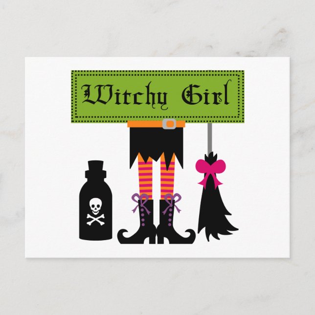 Carte Postale T-shirts et cadeaux d'Halloween Witchy Girl (Devant)