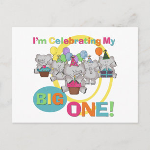 Carte Postale T-shirts et cadeaux Elephant 1er Anniversaire
