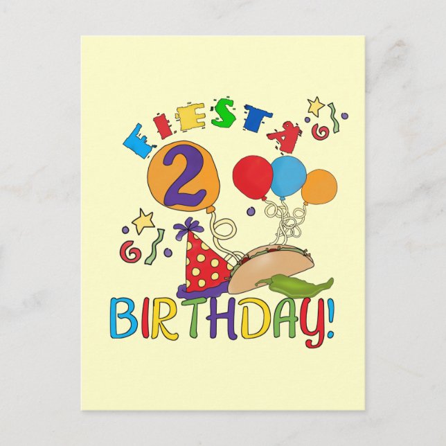 Carte Postale T-shirts et cadeaux Fiesta 2e anniversaire (Devant)