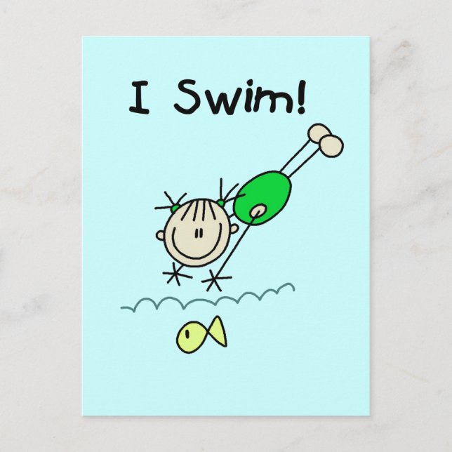 Carte Postale T-shirts et cadeaux Girl I Swim (Devant)