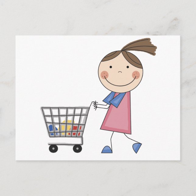 Carte Postale T-shirts et cadeaux Girl Shopping (Devant)