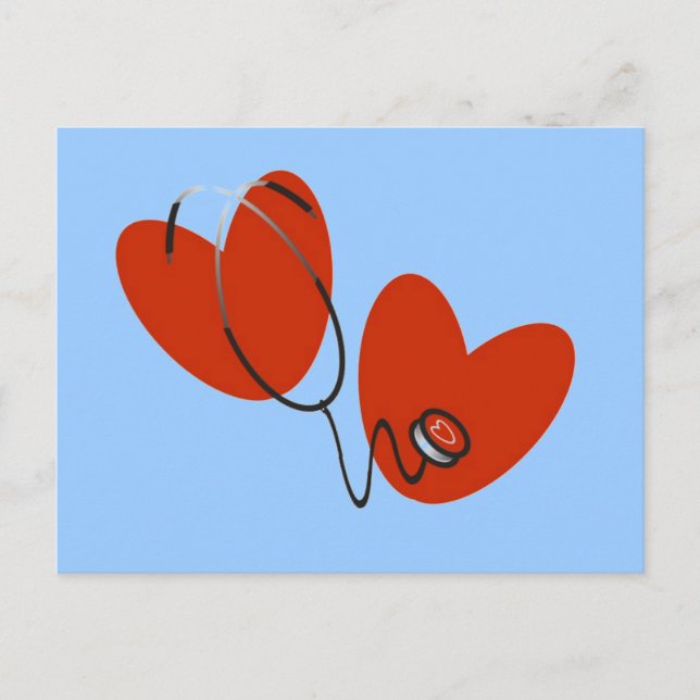 Carte Postale T-shirts et cadeaux Hearts and Stethoscope (Devant)