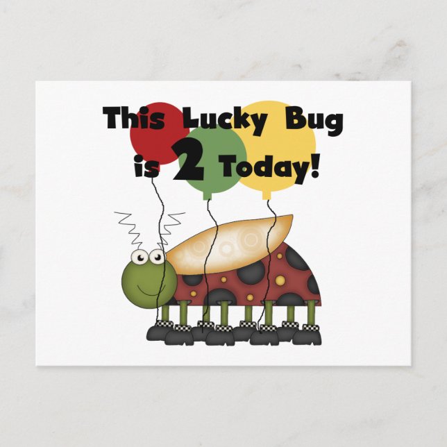 Carte Postale T-shirts et cadeaux Lucky Bug 2e anniversaire (Devant)