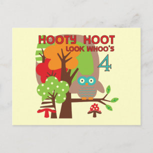 Carte Postale T-shirts et cadeaux Owl 4th Birthday