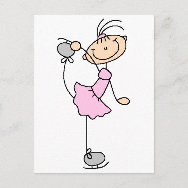Carte Postale T-shirts et Cadeaux Patineuse Artistique Robe Rose (Devant)