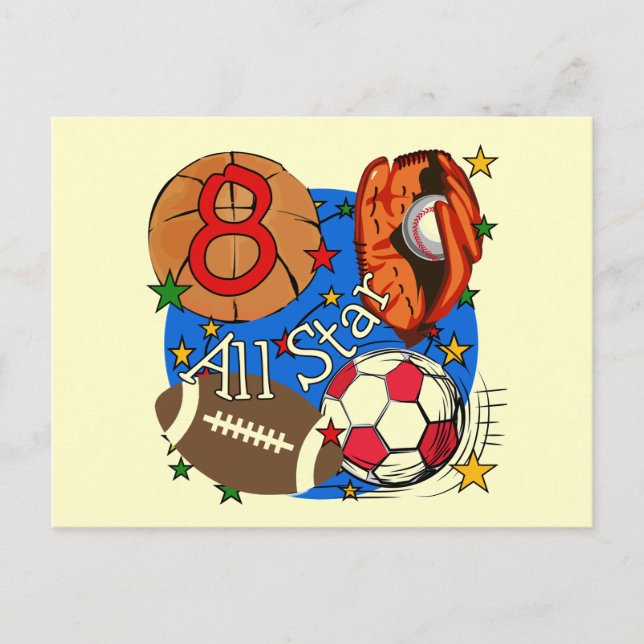Carte Postale T-shirts et cadeaux pour 8ème anniversaire All Sta (Devant)