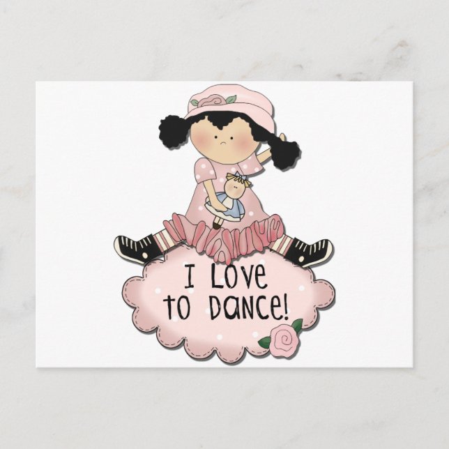 Carte Postale T-shirts et cadeaux pour danseuse de cheveux noirs (Devant)