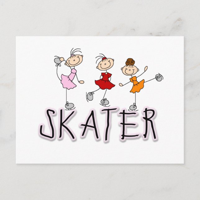 Carte Postale T-shirts et cadeaux pour filles de patinage (Devant)