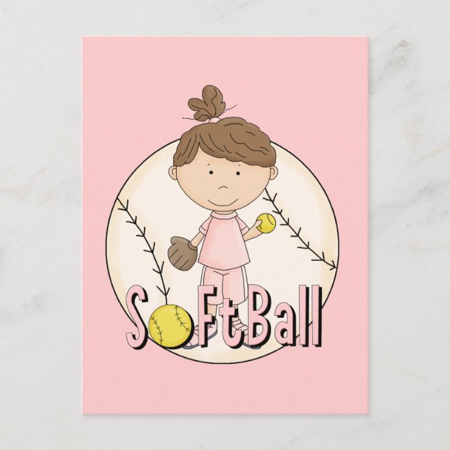 Carte Postale T-shirts et cadeaux pour filles Softball (Devant)