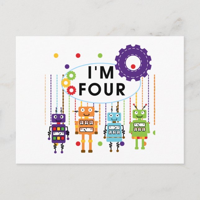 Carte Postale T-shirts et cadeaux pour le 4e anniversaire de Rob (Devant)