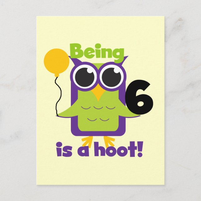 Carte Postale T-shirts et cadeaux pour le 6e anniversaire de Hoo (Devant)