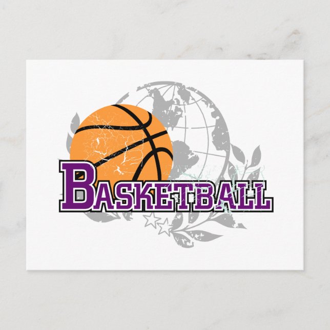 Carte Postale T-shirts et cadeaux Purple Basketball (Devant)