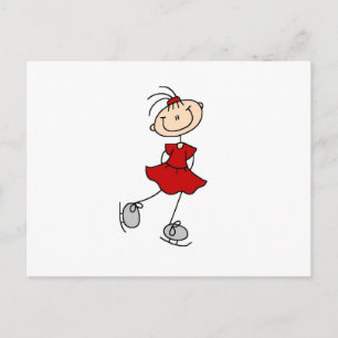 Carte Postale T-shirts et cadeaux Red Girl Ice Skater