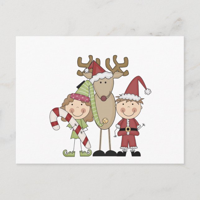 Carte Postale T-shirts et cadeaux Reindeer et Elves (Devant)