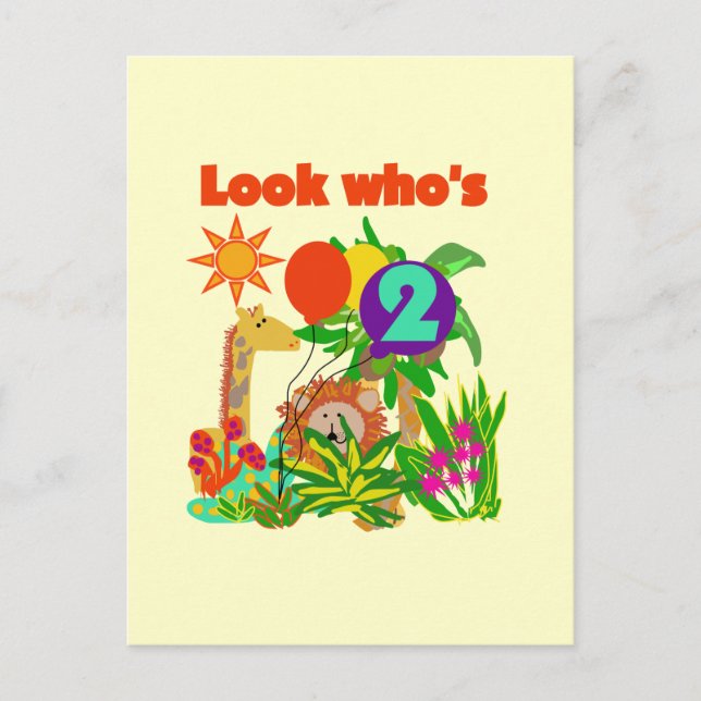 Carte Postale T-shirts et cadeaux Safari 2e anniversaire (Devant)