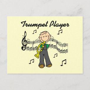 Carte Postale T-shirts et cadeaux Stick Figure Joueur de trompet