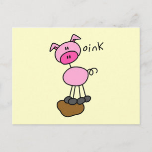 Carte Postale T-shirts et cadeaux Stick Figure Pig