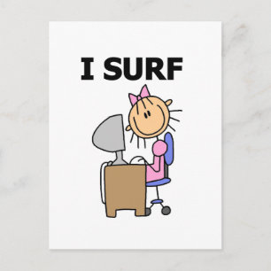 Carte Postale T-shirts et cadeaux Stick Girl Web Surfing