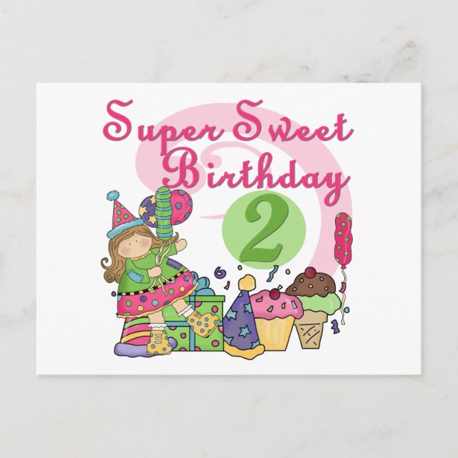 Carte Postale T-shirts et cadeaux Super Sweet 2e anniversaire (Devant)