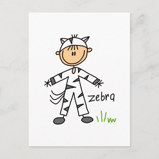 Carte Postale T-shirts et cadeaux Zebra Dress Up (Devant)
