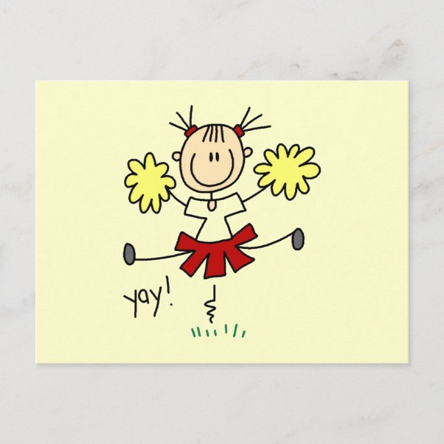 Carte Postale T-shirts Pom-pom girl rouges et jaunes et GIfts (Devant)