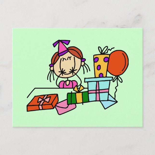 Carte Postale T-shirts Red Hair Girl with Birthday Gifts (Devant)