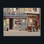 Carte Postale tabac vintage Normandie & bar à vin en France<br><div class="desc">Photo vintage d'une boutique de tabac et d'un bar à vin & restaurant à Honfleur,  Normandie,  France,  dans un coin romantique de rue.</div>