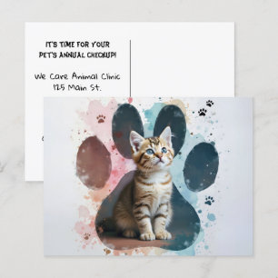 Carte Postale Tabby Cat dans un Empreinte de patte