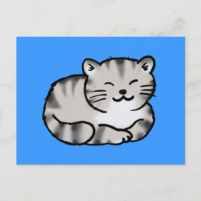 Carte Postale tabby gris tigre mignon (Devant)