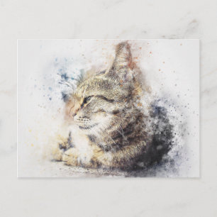 Carte Postale Tabby Love ABSTRAIT Aquarelle