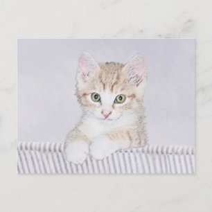 Carte Postale Tabby Orange Kitten Peinture - Art Chat original