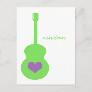 Carte postale Table Coeur Guitare Vert/Violet