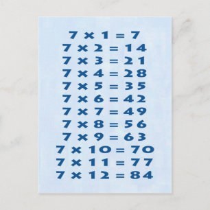 Carte postale table de multiplication de 7