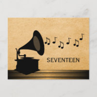 Carte postale Table Gramophone Vintage en ébène