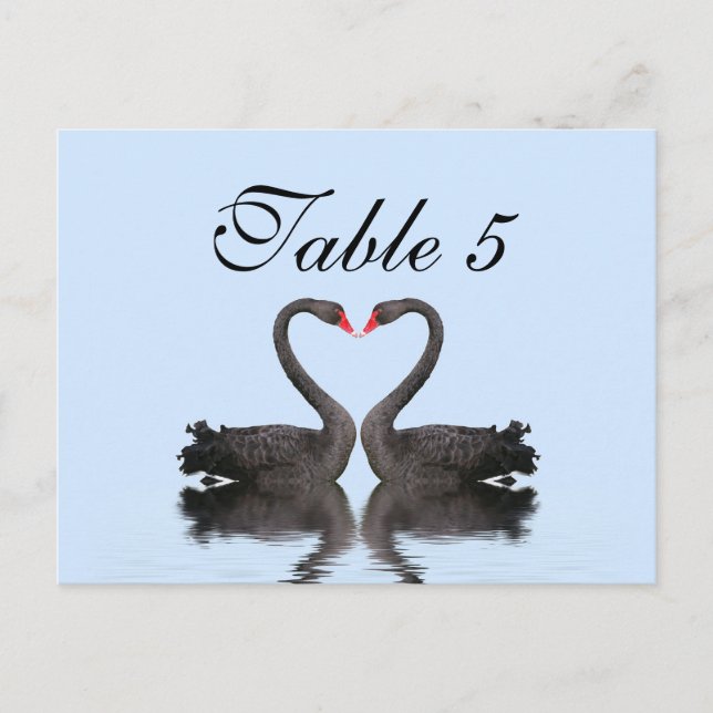 Carte Postale Table Number Card Romancing Swans Wedding Set (Devant)