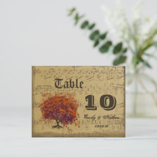 Carte Postale Table numéro cœur feuille corail foncé arbre