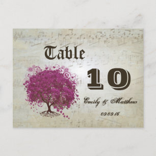 Carte Postale Table Numéro Feuille de Cœur Sangria