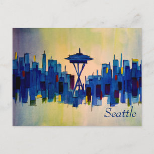 Carte Postale Tableau Abstrait de Seattle Washington