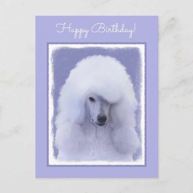 Carte Postale Tableau blanc standard de caniche - Art original d (Devant)