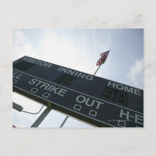 Carte Postale Tableau de bord de base-ball avec drapeau américai