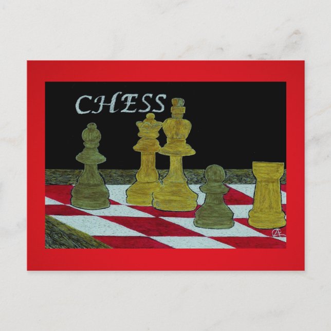 Carte Postale Tableau de bord des joueurs d'échecs King et Queen (Devant)