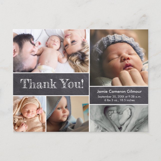 Carte Postale Tableau de bord Photos modernes Baby shower Merci (Devant)