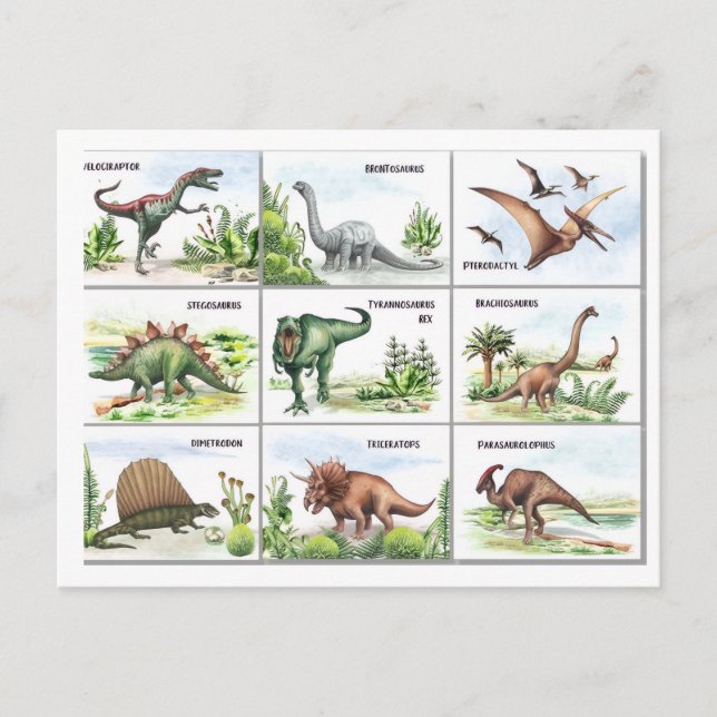 Carte Postale tableau de dinosaures (Devant)