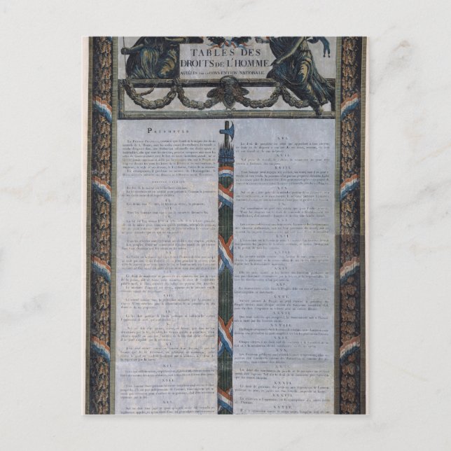 Carte Postale Tableau de la Déclaration des droits de l'homme (Devant)