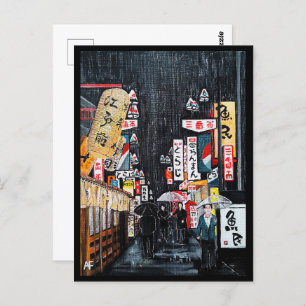 Carte Postale Tableau de la pluie de Tokyo par Alfred Fox Collec