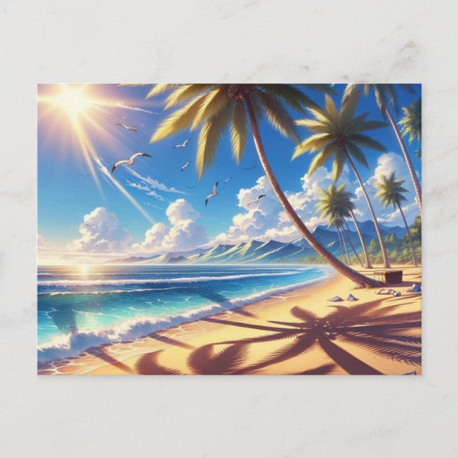 Carte Postale Tableau de plage du Paradis tropical (Devant)