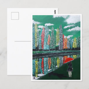 Carte Postale Tableau de réflexion d'automne par Alfred Fox