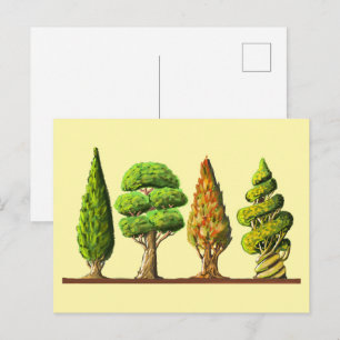 Carte Postale tableau des trois arbres sculptés dessin digital