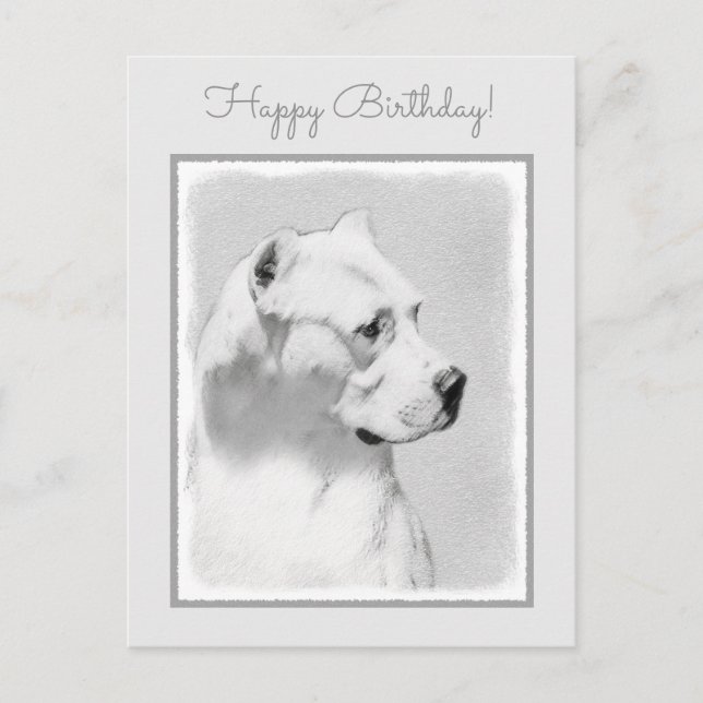 Carte Postale Tableau Dogo Argentino - Art Chien original (Devant)