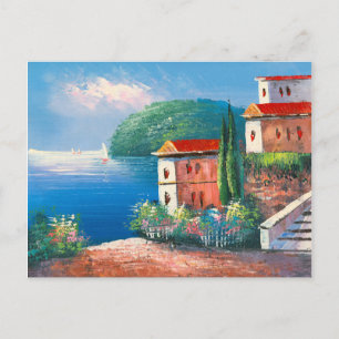 Carte Postale Tableau D'Une Villa Balnéaire En Italie